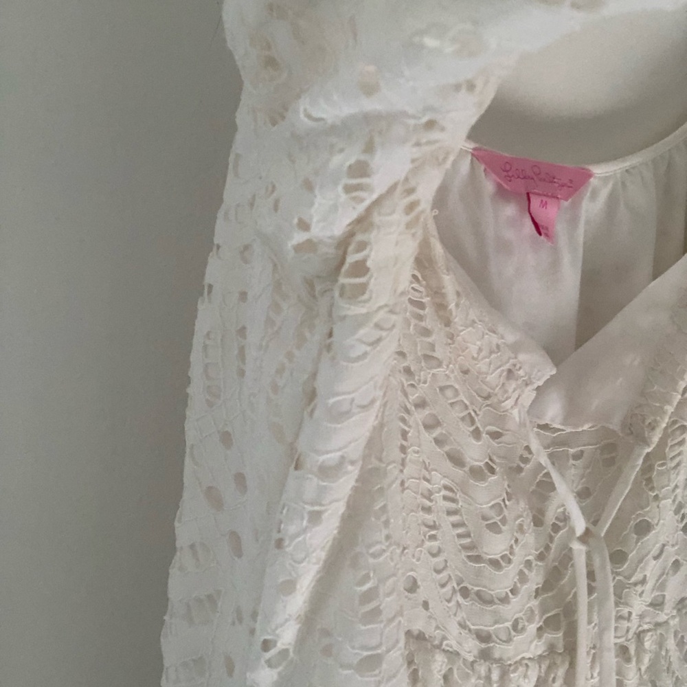 Lilly Pulitzer Alanna Dress in Marine Tropic Lace Resort White Size Medium - Picture 7 of 16